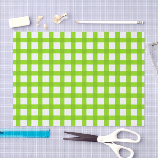 Green Gingham Pattern Tissuepapier (Craft)
