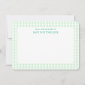 Green Gingham Personalized Notitiekaartje (Voorkant)
