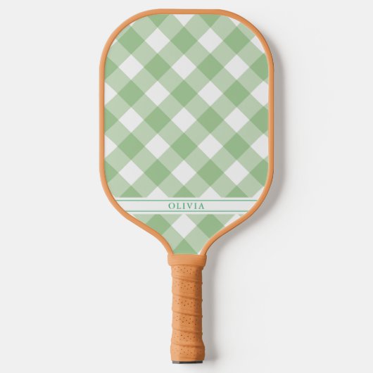 Green Gingham Pickleball Paddle (Voorkant)