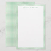 Green Gingham Plaid Briefpapier (Voorkant / Achterkant)