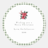Green Gingham Plaid Custom Christmas Ronde Sticker (Voorkant)