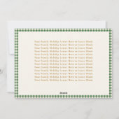 Green Gingham Plaid Custom Fotobrief Kerstmis Feestdagenkaart (Achterkant)