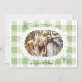 Green Gingham Plaid Custom Photo Holiday Kaart (Voorkant)
