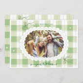 Green Gingham Plaid Custom Photo Holiday Kaart (Voorkant / Achterkant)