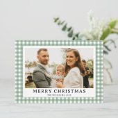  Green Gingham Plaid Foto Kerst Feestdagenkaart (Staand voorkant)