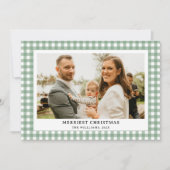  Green Gingham Plaid Foto Kerst Feestdagenkaart (Voorkant)