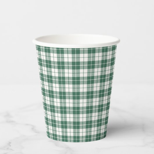 Green Gingham Plaid Gender Neutral Papieren Bekers (Voorkant)