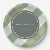 Green Gingham Plaid Gouden Kerstvakantie Papieren Bordje (Voorkant)