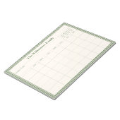 Green Gingham Plaid Month Family Planner Calendar Notitieblok (Schuin)