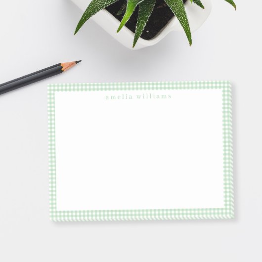 Green Gingham Plaid Post-it® Notes