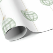 Green Gingham Plaid Waterverf Foto Kerst Cadeaupapier (Rol Hoek)