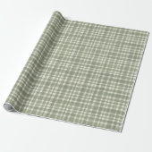 Green Gingham Plaid Wrapping Paper Cadeaupapier (Uitgerold)