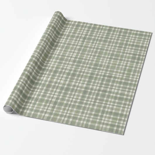 Green Gingham Plaid Wrapping Paper Cadeaupapier (Uitgerold)