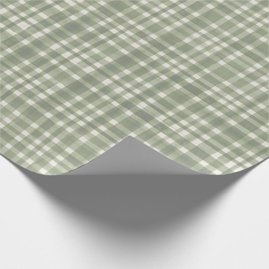 Green Gingham Plaid Wrapping Paper Cadeaupapier (Hoek)