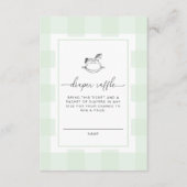 Green Gingham Rocking Horse Diaper Raffle Ticket Informatiekaartje (Voorkant)