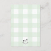 Green Gingham Rocking Horse Diaper Raffle Ticket Informatiekaartje (Achterkant)