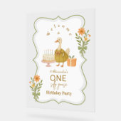  Green Gingham Silly Goose 1st Birthday Acryl Bord (Hoek)