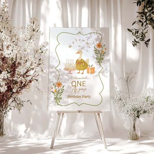  Green Gingham Silly Goose 1st Birthday Acryl Bord