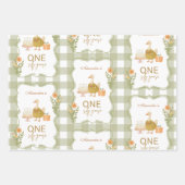  Green Gingham Silly Goose 1st Birthday Inpakpapier Vel (Voorkant)