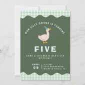 Green Gingham Silly Goose Birthday Kaart (Voorkant)