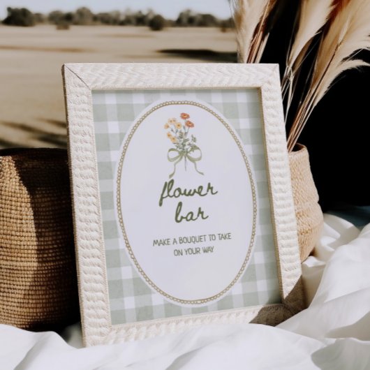 Green Gingham Wildflower Boeket Bloemenbar Poster