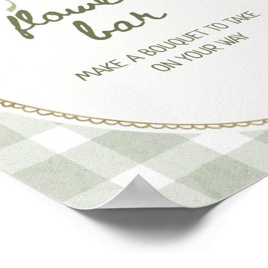 Green Gingham Wildflower Boeket Bloemenbar Poster (Hoek)