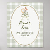 Green Gingham Wildflower Boeket Bloemenbar Poster (Voorkant)