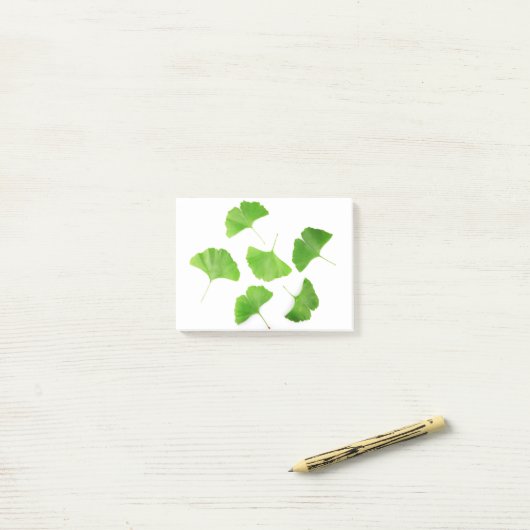 Green Ginkgo Biloba Post-it® Notes (Op bureau)