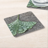 Green Ginko Leaf met Water Droplets Kartonnen Onderzetters (Schuin)