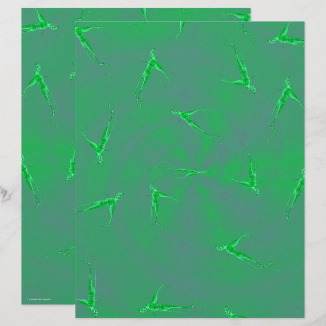 Green Ginseng Man Scrapbook Paper 2-Sided Page (Voorkant / Achterkant)