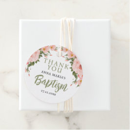 Green Girl Baptism Pink Flowers Hartelijk dank Bedankjes Labels