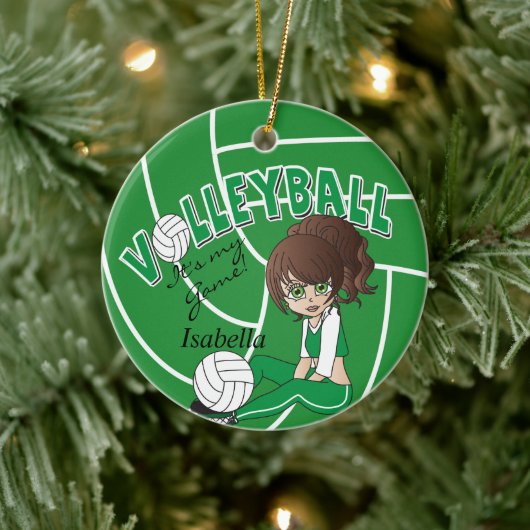 Green Girly Volleyball Keramisch Ornament (Boom)