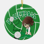 Green Girly Volleyball Keramisch Ornament (Voorkant)