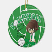 Green Girly Volleyball Keramisch Ornament (Links)