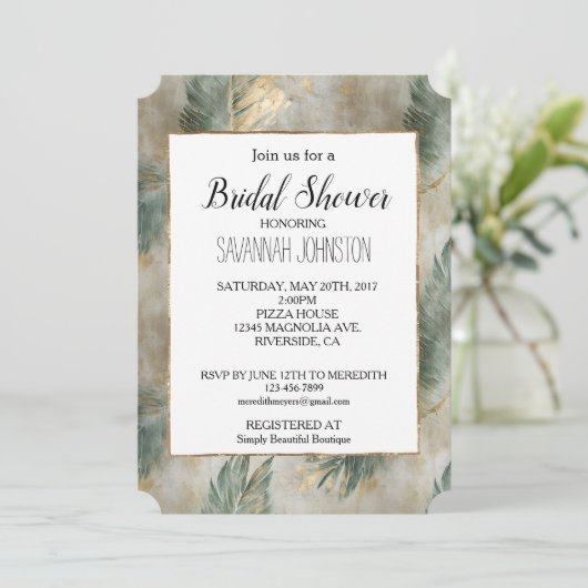 Green Glam Chic Gold Tropical Leaves Vrijgezellenf Kaart (Staand voorkant)