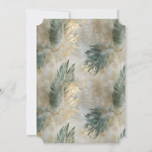 Green Glam Chic Gold Tropical Leaves Vrijgezellenf Kaart (Achterkant)