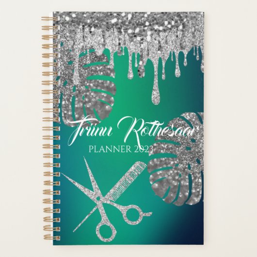 Green Glam Glitter Hair Salon Planner (Voorkant)
