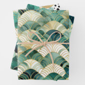 Green Glam Gold Abstract Inpakpapier Vel (In situ)