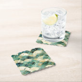 Green Glam Gold Abstract Kartonnen Onderzetters (Insitu)