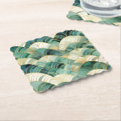 Green Glam Gold Abstract Kartonnen Onderzetters (Gebogen)