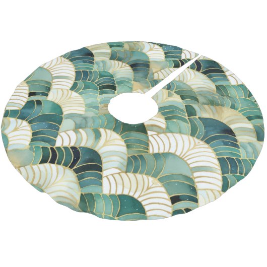 Green Glam Gold Abstract Kerstboom Rok (Gekanteld)