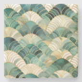 Green Glam Gold Abstract Stenen Onderzetter (Voorkant)