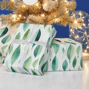 Green Glam Gold Bladeren Abstract Cadeaupapier