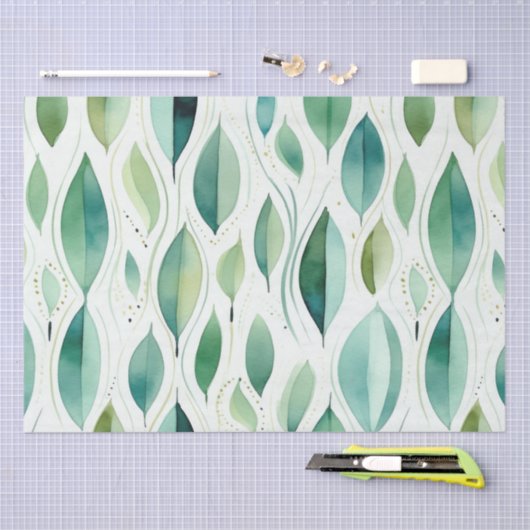 Green Glam Gold Bladeren Abstract Tissuepapier (Craft)
