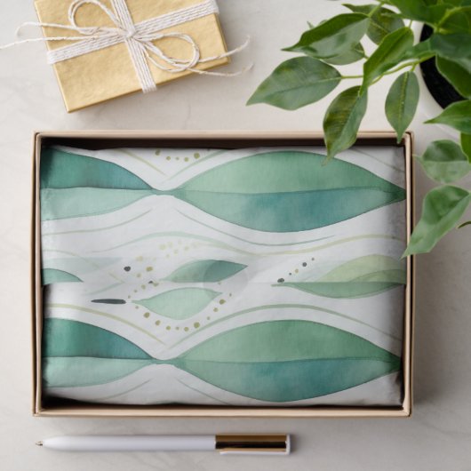 Green Glam Gold Bladeren Abstract Tissuepapier (Geschenk)