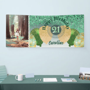 Green Glitter 21e verjaardag & ballonnen Spandoek