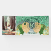 Green Glitter 40e verjaardag & ballonnen Spandoek (Horizontaal)