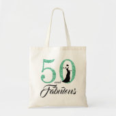 Green Glitter 50 Fabulous Birthday Party Canvas ta Tote Bag (Voorkant)