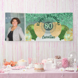 Green Glitter 80e verjaardag & Banner Bellen