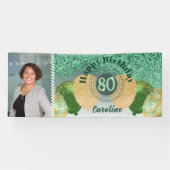 Green Glitter 80e verjaardag & Banner Bellen (Horizontaal)